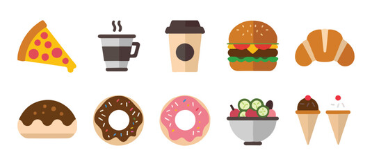 Food flat Illustration Icons set, Food Vector Art Illustration Clipart. set of food Illustration bundle	