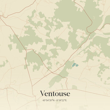 Vintage map of Ventouse, France.