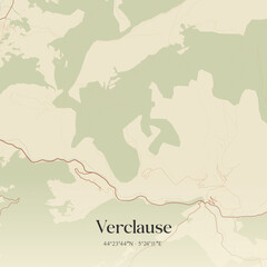Obraz premium Vintage map of Verclause, France.