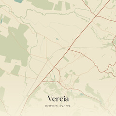 Fototapeta premium Vintage map of Vercia, France.