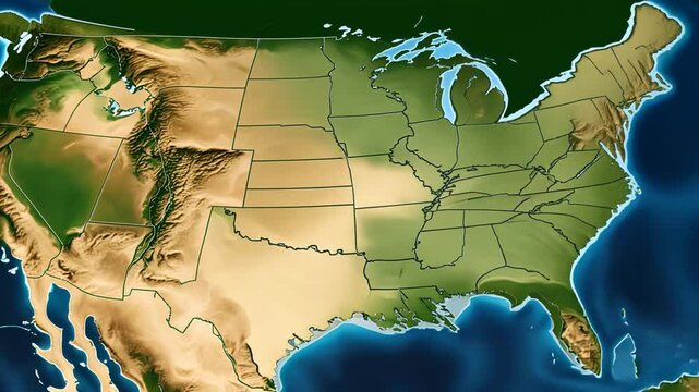 Aerial view of the map of North America.