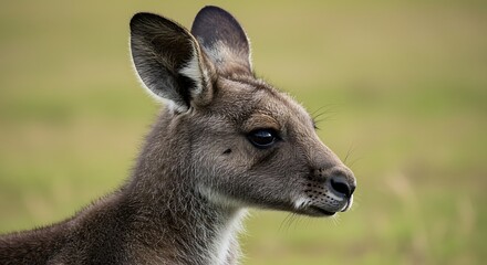 Fototapeta premium Profile of a Young Kangaroo in Nature with Blurred Background