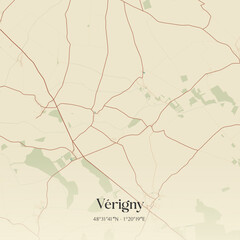 Fototapeta premium Vintage map of Vérigny, France.
