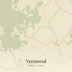 Obraz premium Vintage map of Vernassal, France.