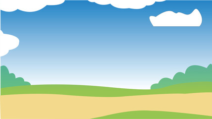 Obraz premium Beautiful vector illustration of a landscape, green meadows