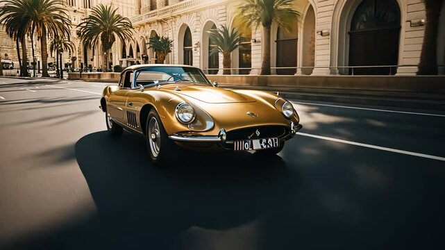 Gold car in Monaco.