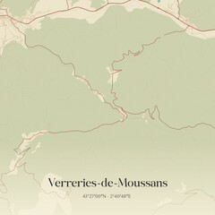 Obraz premium Vintage map of Verreries-de-Moussans, France.