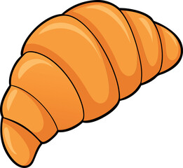 Delicious and Flaky Minimalist Vector Illustration of a Cartoon Croissant – High-Quality Colorful Digital Art with a Pastry, Breakfast, and Bakery Design