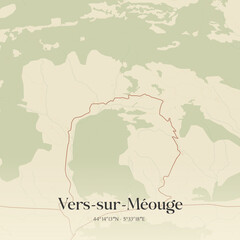 Obraz premium Vintage map of Vers-sur-Méouge, France.