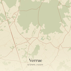 Fototapeta premium Vintage map of Verrue, France.