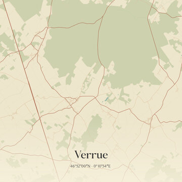 Vintage map of Verrue, France.