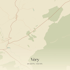 Naklejka premium Vintage map of Véry, France.