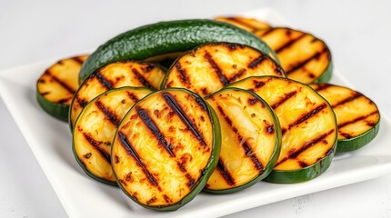Grilled Green Zucchini Squash on a White Plate for Healthy Vegetarian Meals