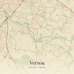 Naklejka premium Vintage map of Vertou, France.