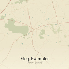 Fototapeta premium Vintage map of Vicq-Exemplet, France.