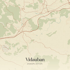 Obraz premium Vintage map of Vidauban, France.