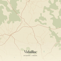 Fototapeta premium Vintage map of Vidaillac, France.