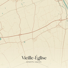 Fototapeta premium Vintage map of Vieille-Église, France.