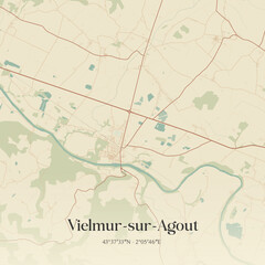 Obraz premium Vintage map of Vielmur-sur-Agout, France.