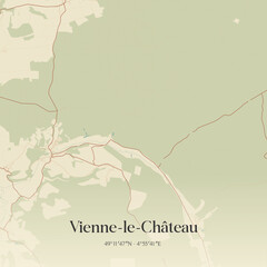 Obraz premium Vintage map of Vienne-le-Château, France.