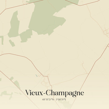 Vintage map of Vieux-Champagne, France.