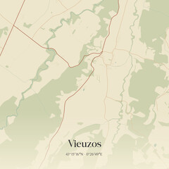 Obraz premium Vintage map of Vieuzos, France.