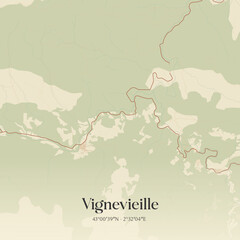 Obraz premium Vintage map of Vignevieille, France.