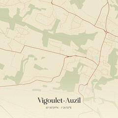 Obraz premium Vintage map of Vigoulet-Auzil, France.