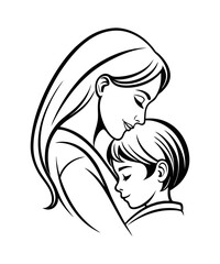 Minimalist icon  of  a Mother holding her baby