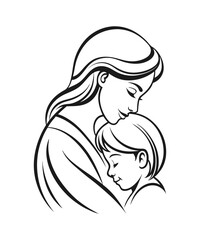 Minimalist icon  of  a Mother holding her baby