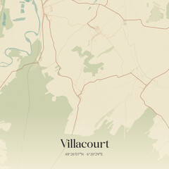 Obraz premium Vintage map of Villacourt, France.