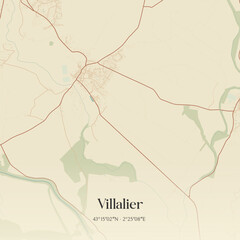 Fototapeta premium Vintage map of Villalier, France.