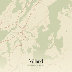 Obraz premium Vintage map of Villard, France.