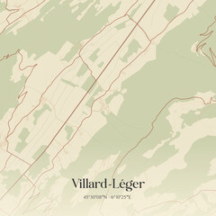 Obraz premium Vintage map of Villard-Léger, France.
