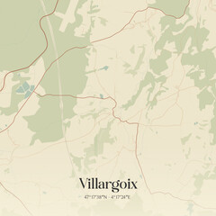 Fototapeta premium Vintage map of Villargoix, France.
