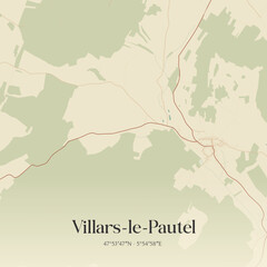 Obraz premium Vintage map of Villars-le-Pautel, France.