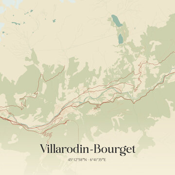 Vintage map of Villarodin-Bourget, France.