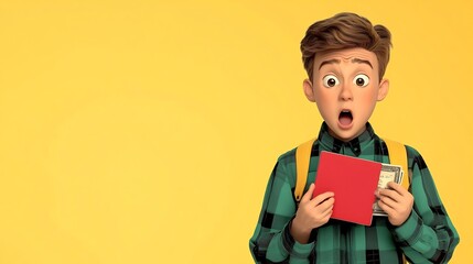 Obraz premium comic man shocked expression empty wallet
