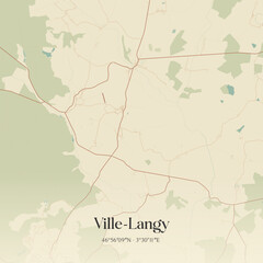 Obraz premium Vintage map of Ville-Langy, France.