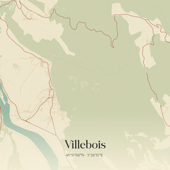 Obraz premium Vintage map of Villebois, France.