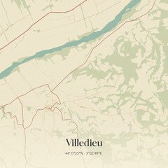 Obraz premium Vintage map of Villedieu, France.