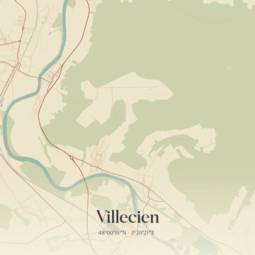 Vintage map of Villecien, France.