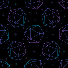 Seamless pattern with  D20 Dice for Board games. Vector illustration.