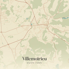 Fototapeta premium Vintage map of Villemoirieu, France.