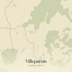 Obraz premium Vintage map of Villeparois, France.
