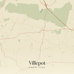 Fototapeta premium Vintage map of Villepot, France.