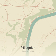 Obraz premium Vintage map of Villequier, France.