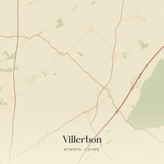 Naklejka premium Vintage map of Villerbon, France.