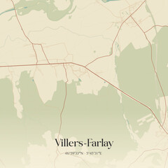 Obraz premium Vintage map of Villers-Farlay, France.