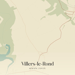Fototapeta premium Vintage map of Villers-le-Rond, France.